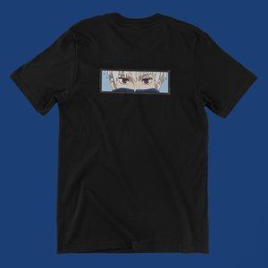 New- White&black Embroidered anime box T-shirt